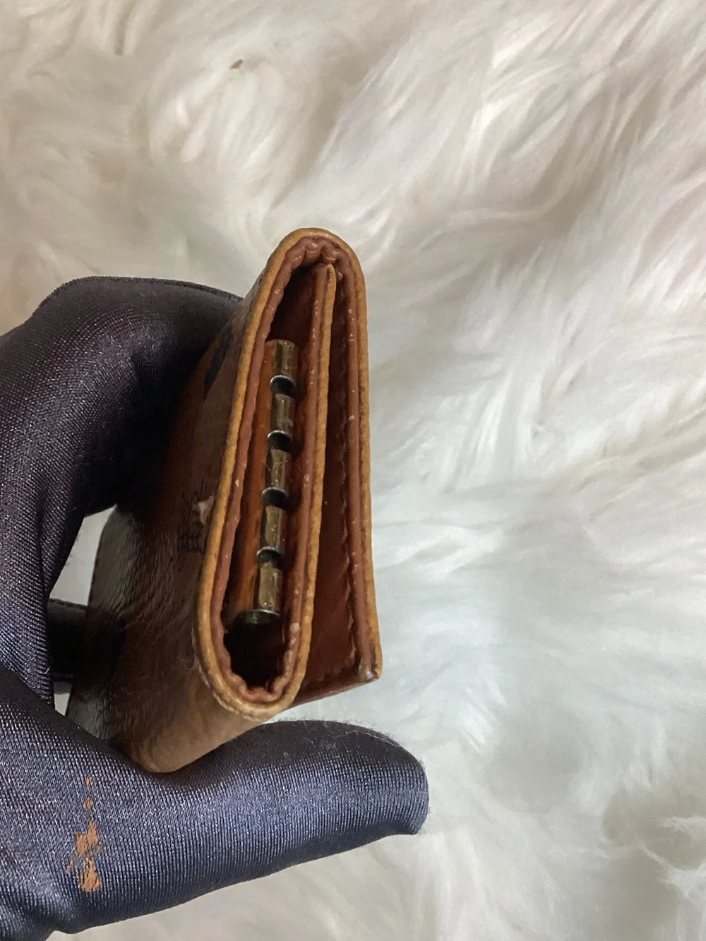 MCM Cognac Visetos Logo 4 keyholder